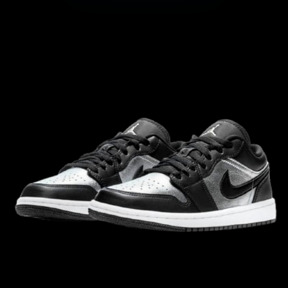 Nike Air Jordan 1 SE Low Mens Size 10.5/Womens 12 Black Metallic Silver White